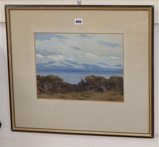 I.S.R. Langdale, oil on board, Coastal landscape, signed, 26 x 34cm